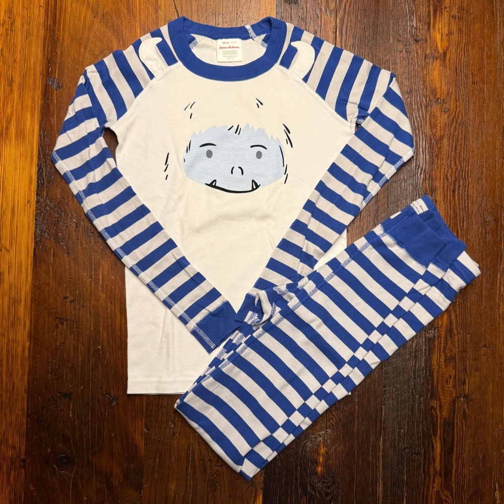 Hanna Andersson Blue and Gray Striped Kids Pajama Set